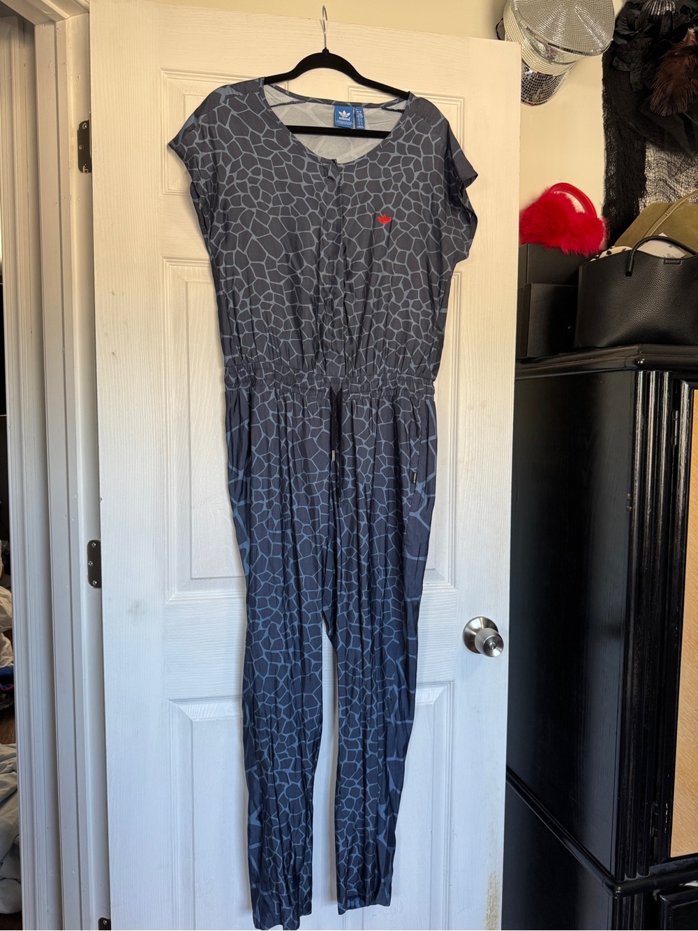 Adidas Women's Blue Giraffe Patterned Jumpsuit